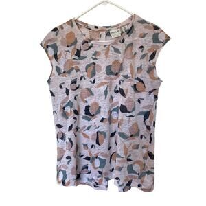 Rachel Zoe Womens Linen Pink Geometric Floral T Shirt Size S Abstract